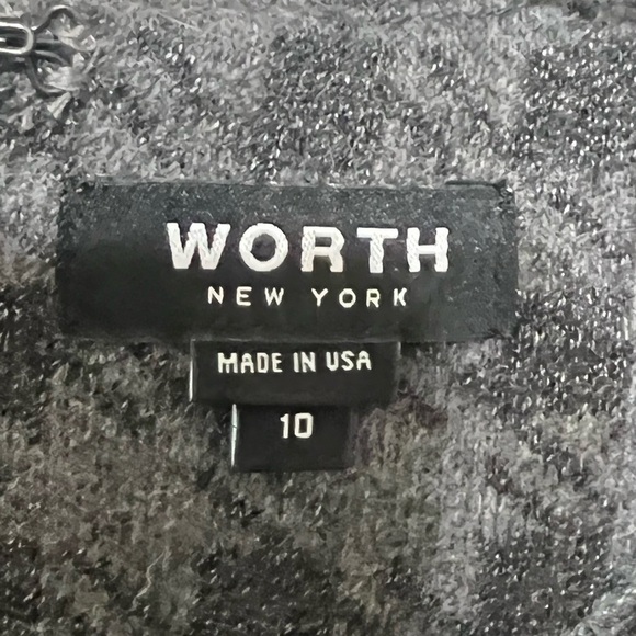 Worth New York USA Wool Blend Gray Vintage Checkered Button Knee Dress Sz 10 - Picture 9 of 9